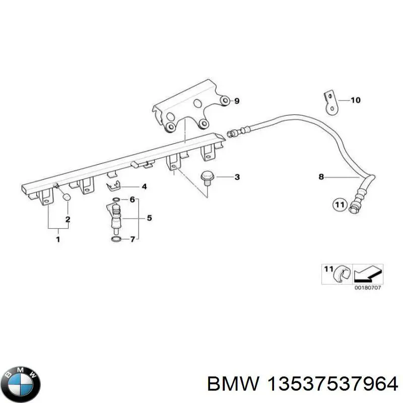 13537537964 BMW tubo de combustible atras de las boquillas