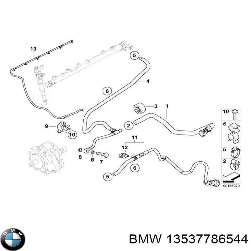 Comprar 13537786544 BMW Tubería de retorno de combustible de los inyectores