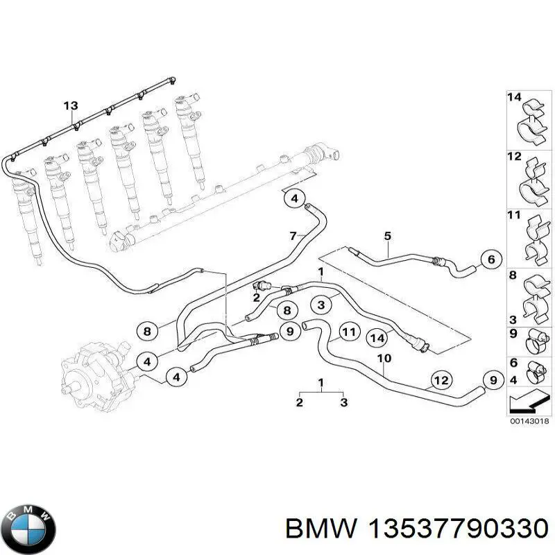 Comprar 13537790330 BMW Tubería de retorno de combustible de los inyectores