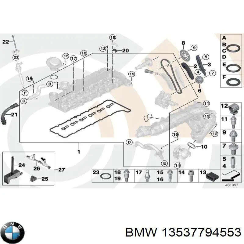 Comprar 13537794553 BMW Anillo de sellado del conector de retorno del inyector