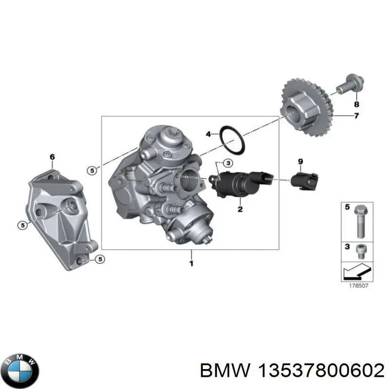 Sensor de la presión del combustible BMW 13537800602