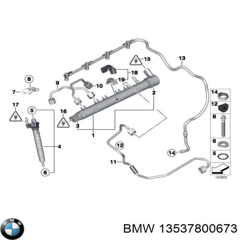 13537800673 BMW tubo de combustible atras de las boquillas