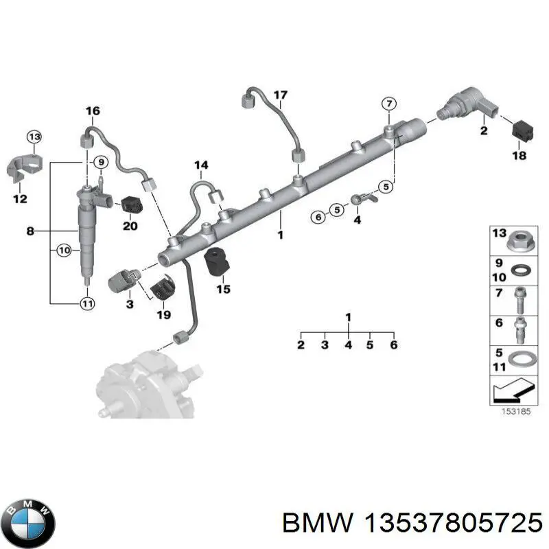 13537787164 BMW rampa de inyectores