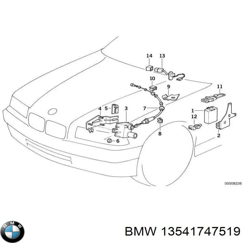 Soporte del cable del pedal del acelerador para BMW 7 (E32)