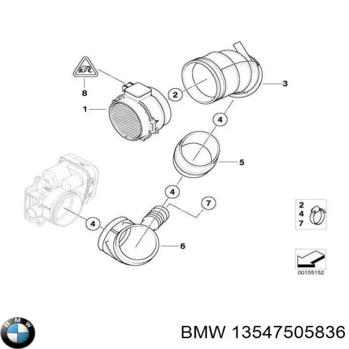 Comprar 13547505836 BMW Tubo de admisión del cuerpo de mariposa