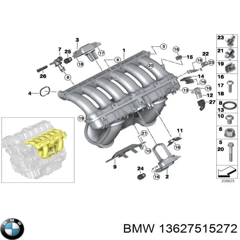 13627515272 BMW anillo obturador, embudo de varilla de aceite