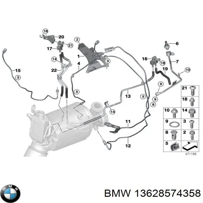 13628574358 BMW sensor de temperatura, gas de escape, antes de catalizador