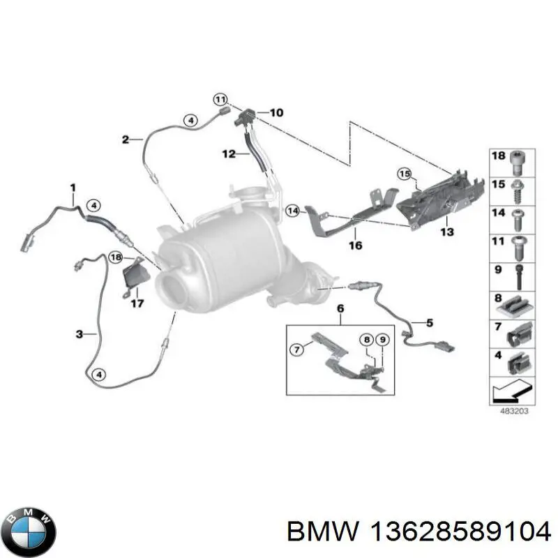 Sonda lambda de oxígeno posterior al catalizador 13628589104 BMW