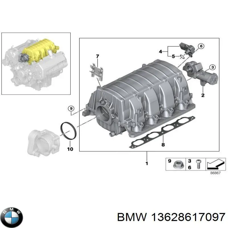 13628617097 BMW Sensor, presión colector de admisión 