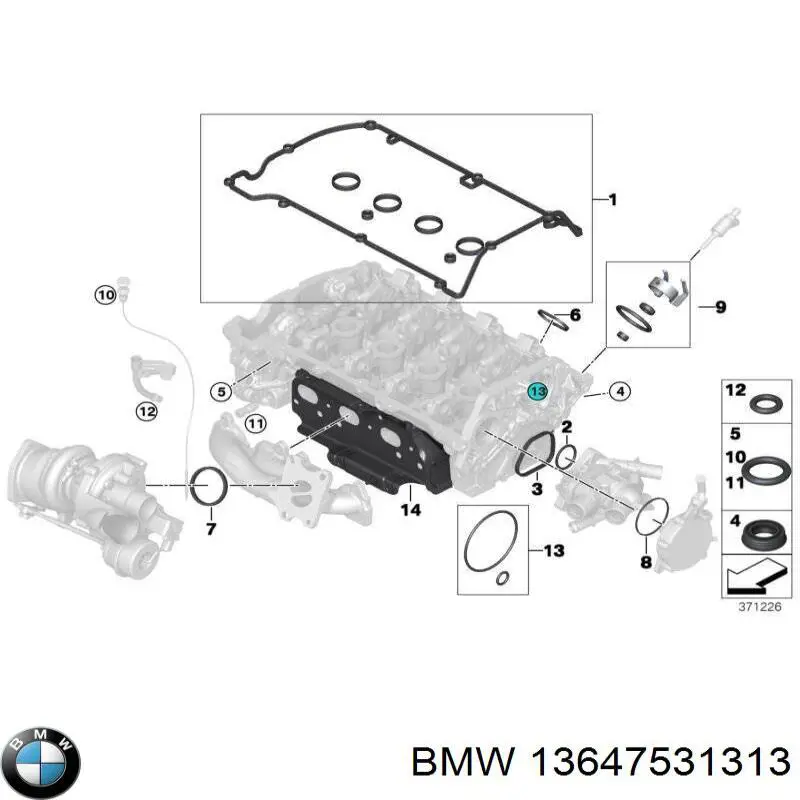 Arandela de asiento del inyector BMW 13647531313