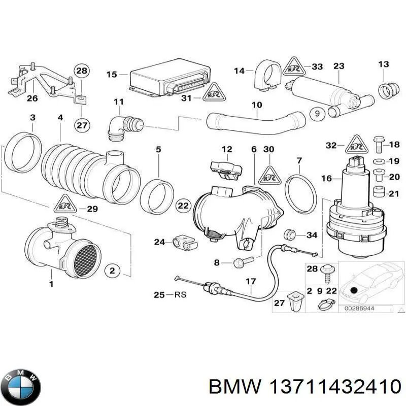 Manguito de aire del medidor de masa de aire BMW 13711432410 precio, desde 20,87 EUR