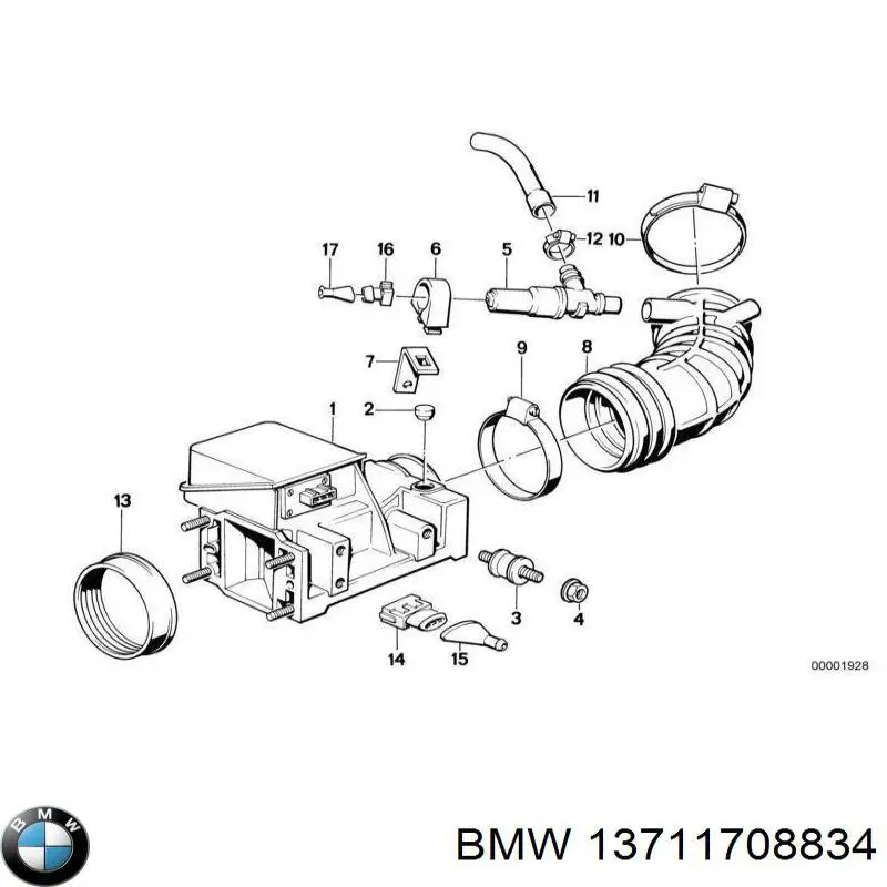 13711708834 BMW Manguito de aire del medidor de masa de aire