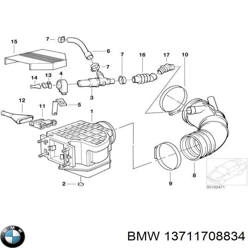Comprar 13711708834 BMW Manguito de aire del medidor de masa de aire