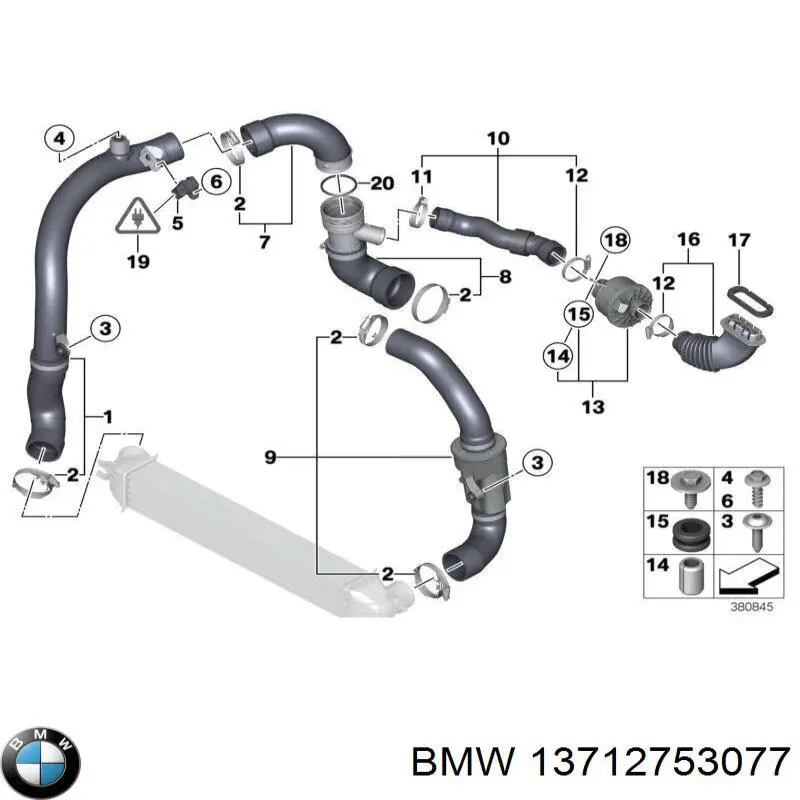 Tubo flexible de aire de sobrealimentación derecho MINI Clubman (R55)