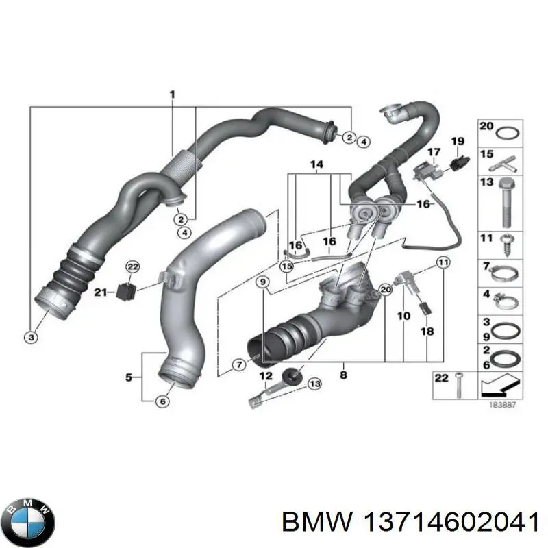 13714602041 BMW manguera tuberia de radiador (gases de escape)