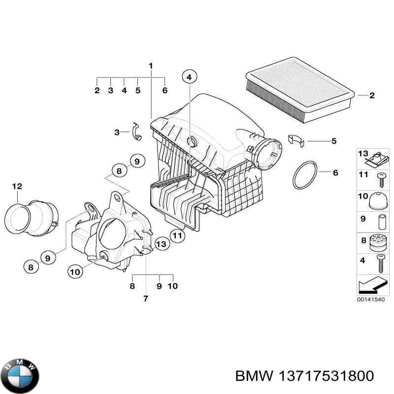 13717526393 BMW casco de filtro de aire