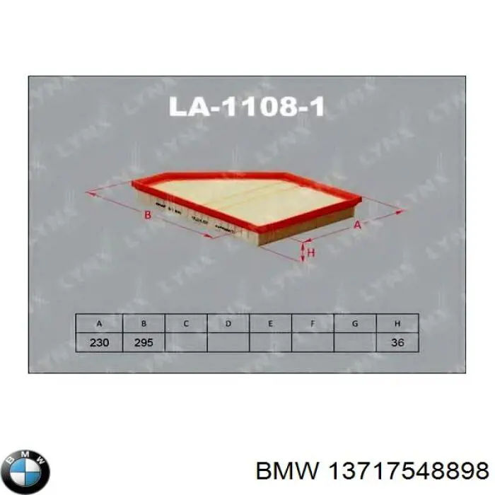 Filtro de aire 13717548898 BMW