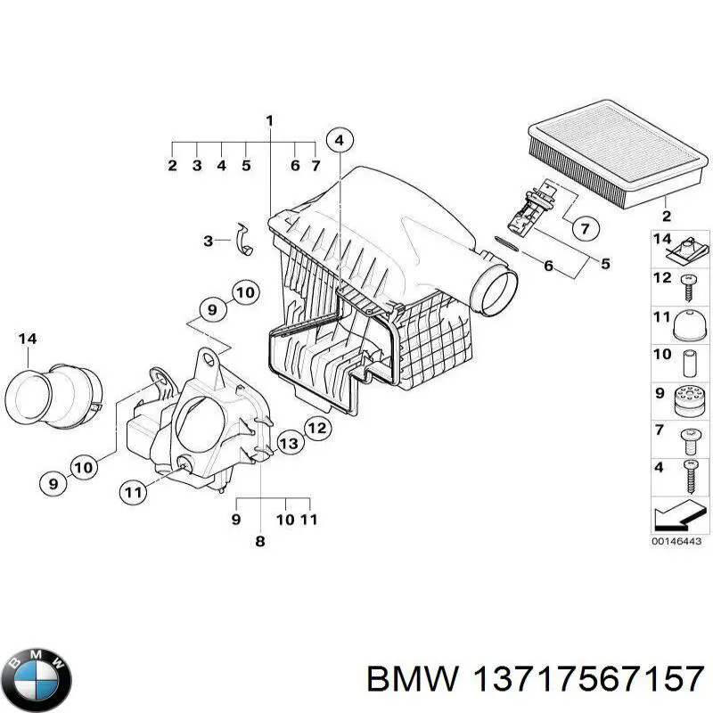 13717567157 BMW casco de filtro de aire