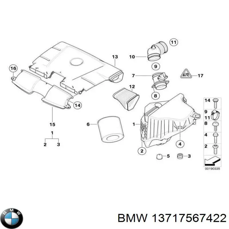 13717567422 BMW caja del filtro de aire