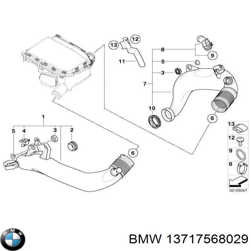 13717568029 BMW junta, tubo de escape