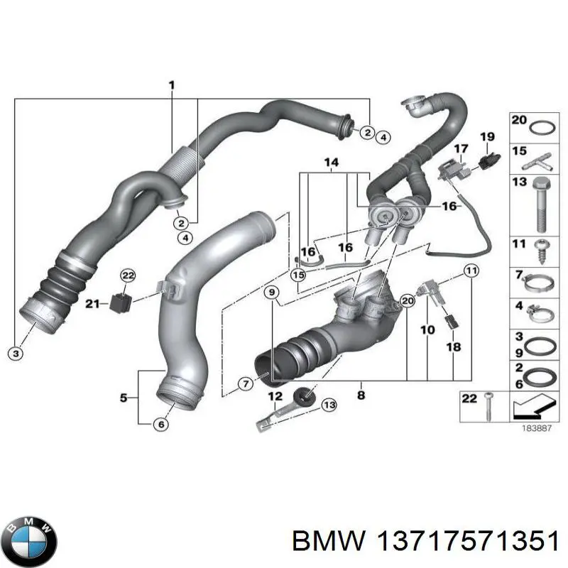 13717571351 BMW tubo flexible de aire de sobrealimentación izquierdo