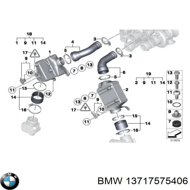 Radiador de aire de admisión BMW 13717575406 precio, desde 315,08 EUR