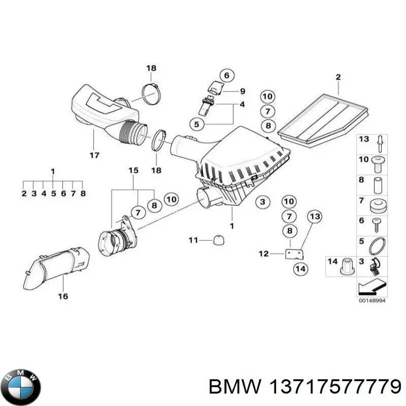 13717577779 BMW Carcasa del filtro de aire