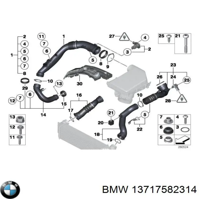 13717582314 BMW tubo flexible de aire de sobrealimentación izquierdo