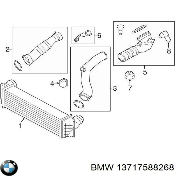 13717588268 BMW tubo flexible de aire de sobrealimentación superior izquierdo