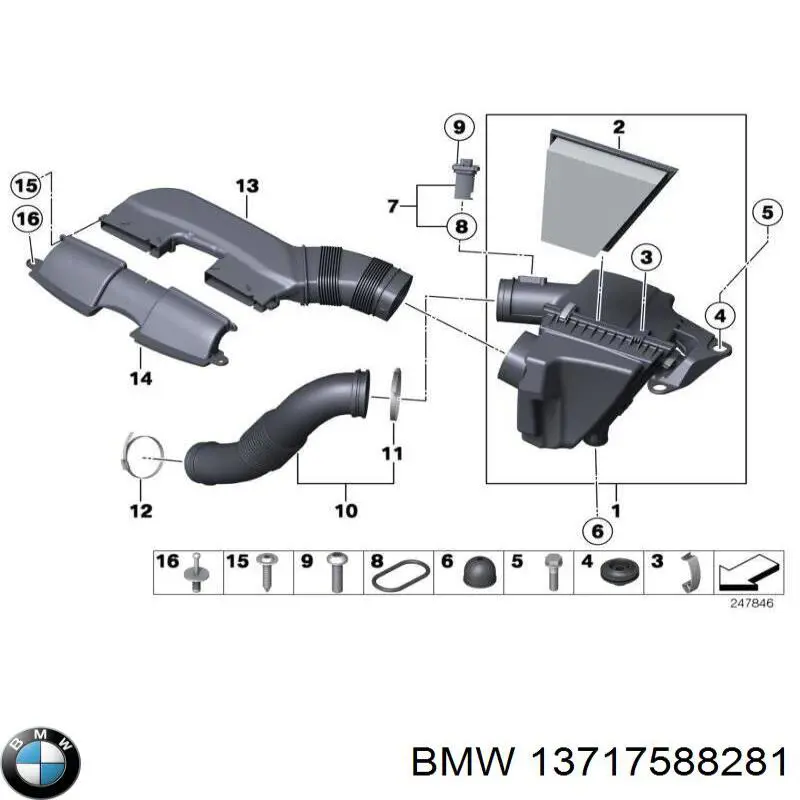 Tubo flexible de aspiración, salida del filtro de aire para BMW X1 (E84)