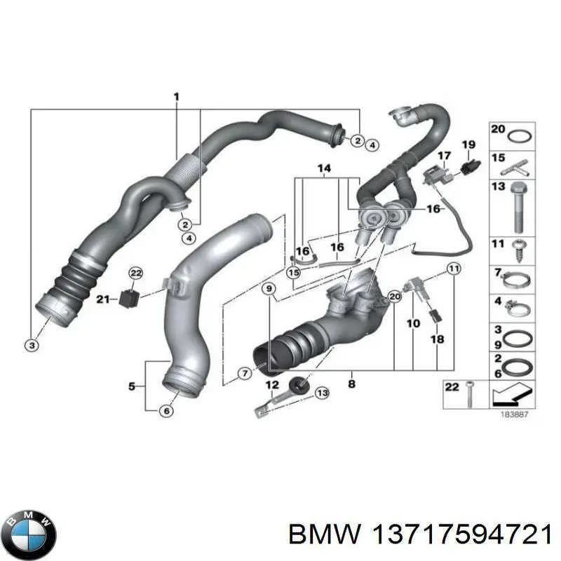 13717594721 BMW manguera tuberia de radiador (gases de escape)