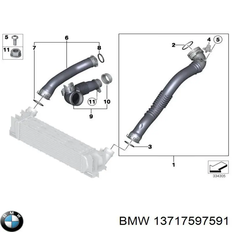 B1711134 Bogap tubo flexible de aire de sobrealimentación derecho