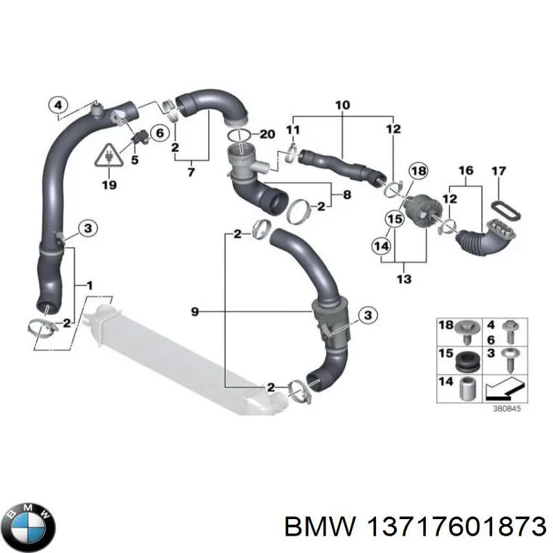 13717601873 BMW tubo flexible de aspiración, salida del filtro de aire