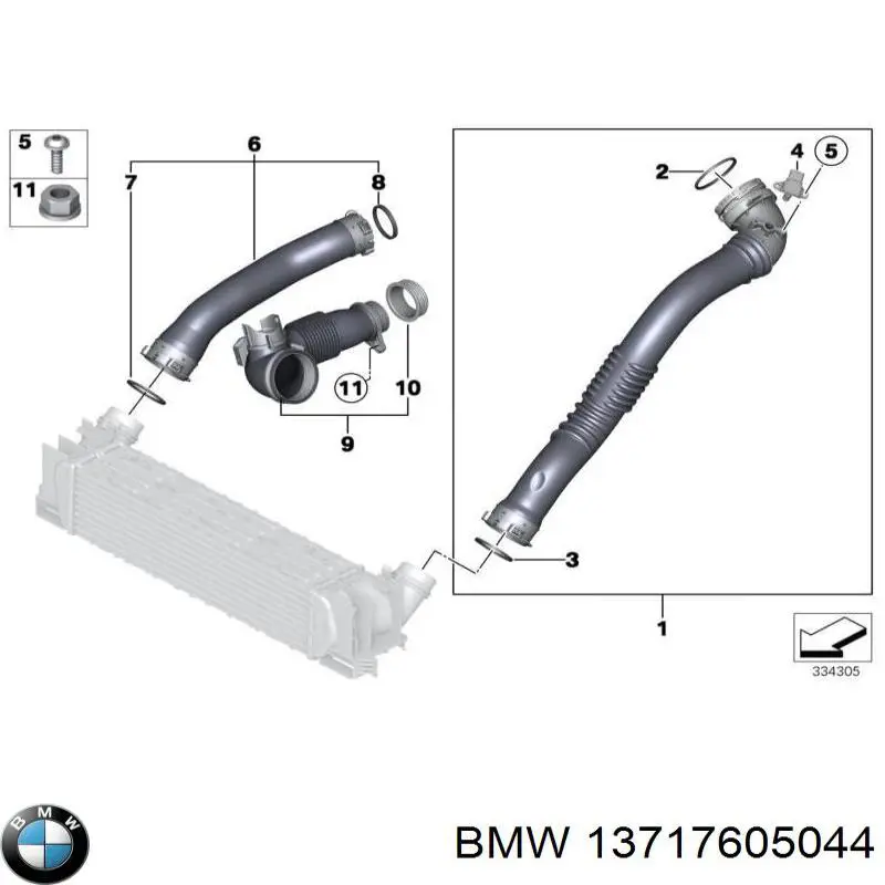 13717605044 BMW tubo flexible de aire de sobrealimentación izquierdo