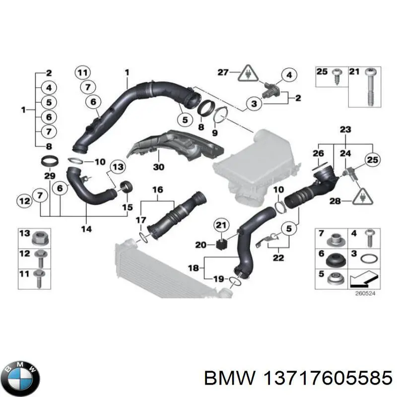 Conducto de aire, salida del filtro de aire BMW 13717605585 precio, desde 85,53 EUR