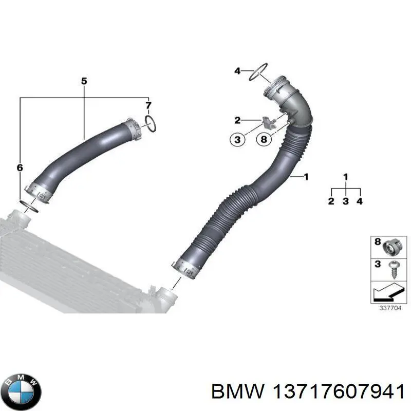 13717607941 BMW tubo flexible de aire de sobrealimentación izquierdo