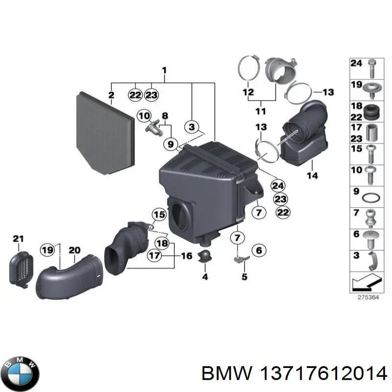 13717612014 BMW caja del filtro de aire