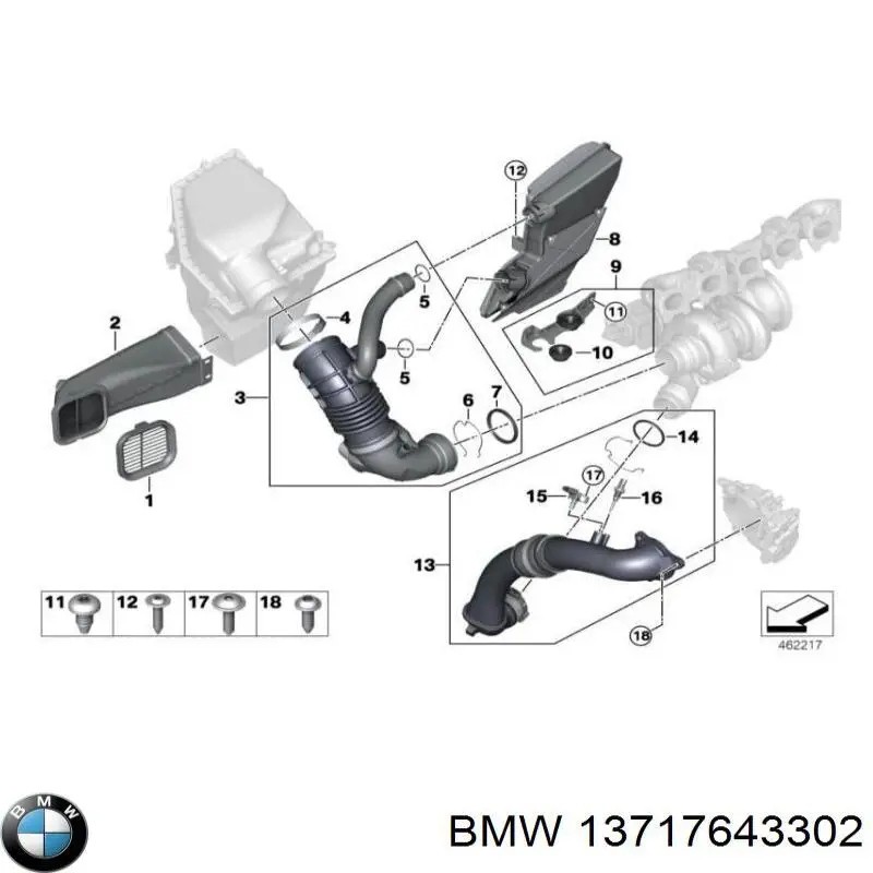Tubo flexible de aspiración, salida del filtro de aire para BMW X6 (G06, F96)