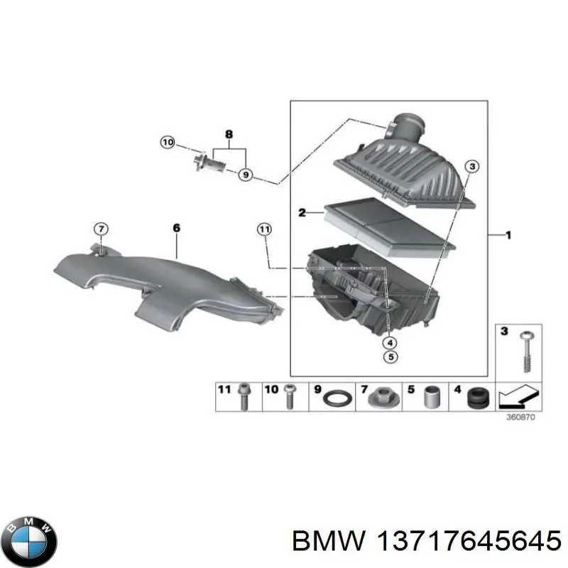 13717645645 BMW tubo flexible de aspiración, entrada del filtro de aire