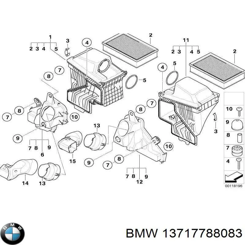 13717788083 BMW casco de filtro de aire derecho