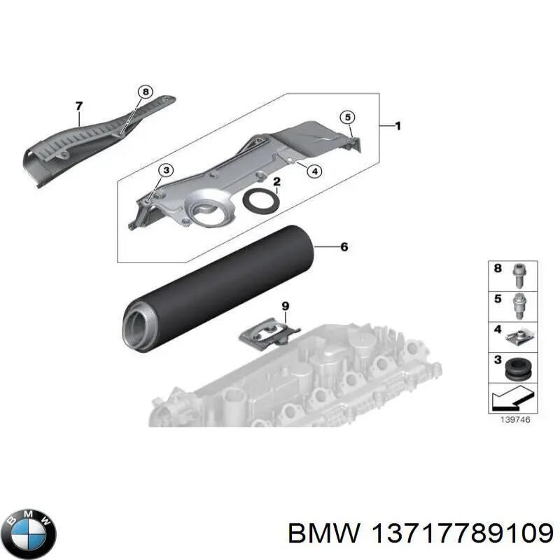 13717789109 BMW tubo flexible de aspiración, entrada del filtro de aire