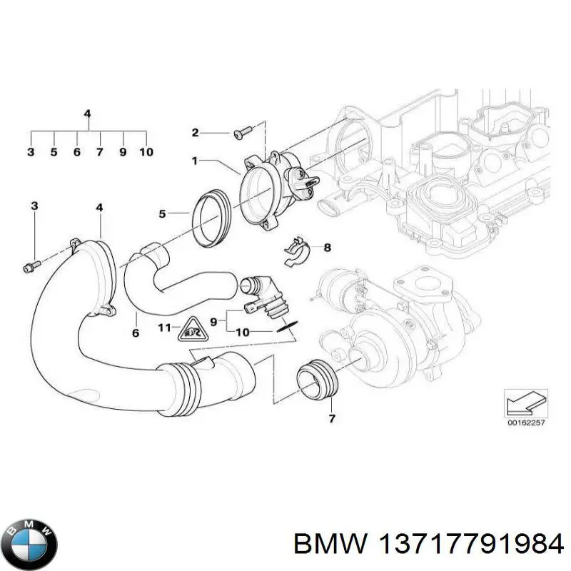 13717791984 BMW acelerador de calentamiento de manguera (tubo)