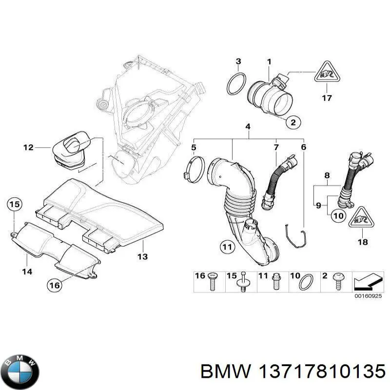 13717810135 BMW Manguito de aire del medidor de masa de aire