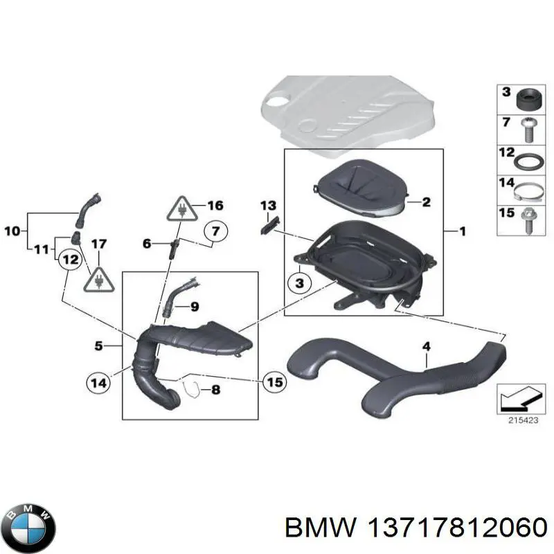 Conducto de aire, salida del filtro de aire BMW 13717812060 precio, desde 137,13 EUR