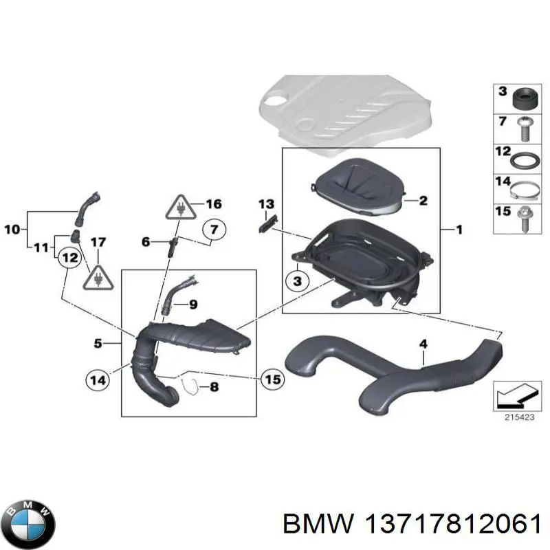 13717812061 BMW tubo flexible de aspiración, salida del filtro de aire