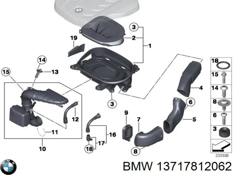 Conducto de aire, salida del filtro de aire BMW 13717812062 precio, desde 129,23 EUR