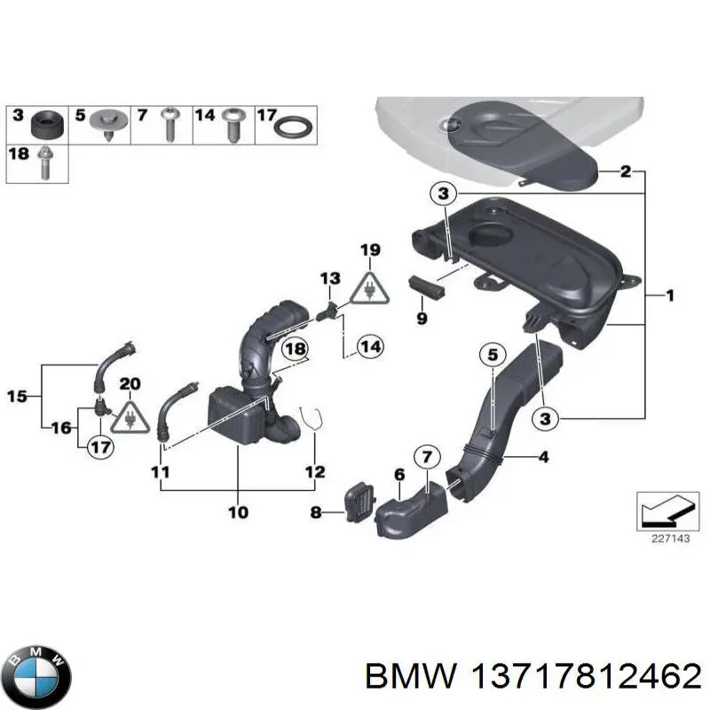 13717812462 BMW casco de filtro de aire