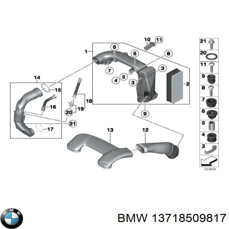 13718509817 BMW manguito, alimentación de aire