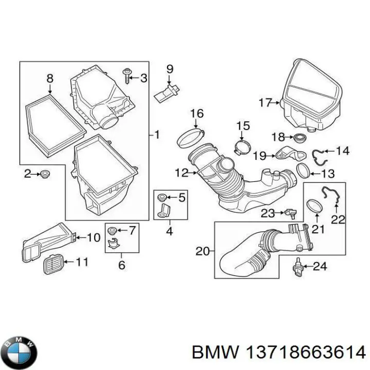 Comprar 13718663614 BMW Conducto de aire, salida del filtro de aire