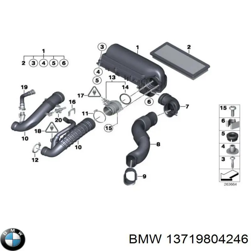 13719804245 BMW tubo flexible de aire de sobrealimentación derecho